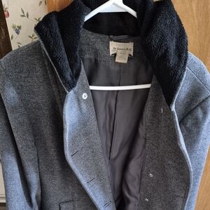 XL St. John's Bay Charcoal Pea Coat. BOTTOM BUTTON MISSING ON RT SIDE